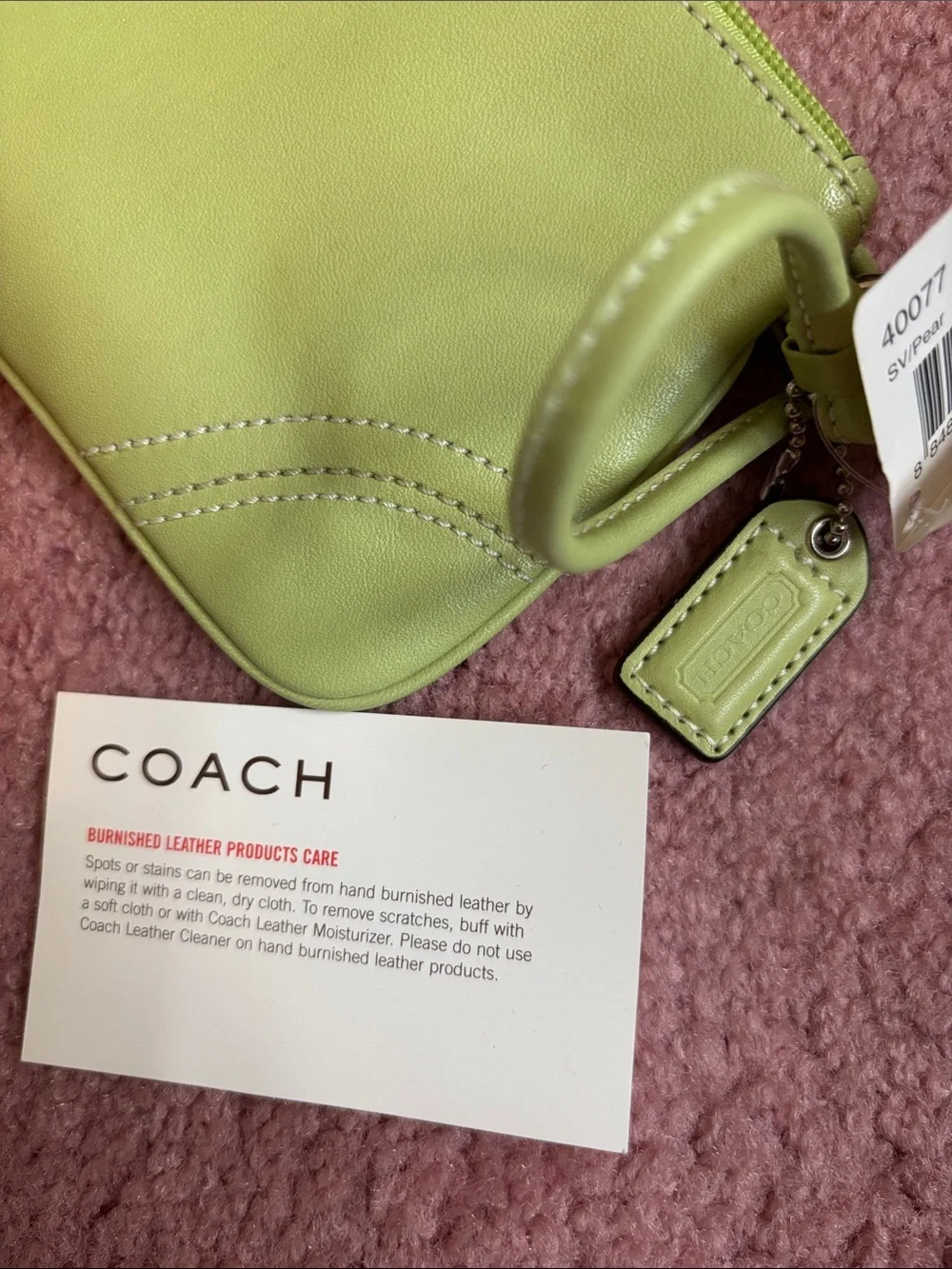 Coach Soho Butter Soft Leather Wristlet, Pear, Style 40077